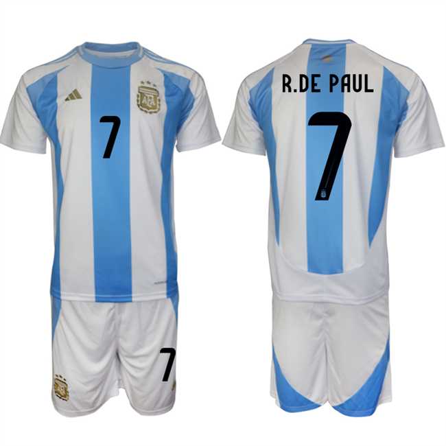 Men's Argentina #7 Rodrigo Javier De Paul White Blue 2024-25 Home Soccer Jersey Suit,We sell and wholesale Men's Argentina #7 Rodrigo Javier De Paul White Blue 2024-25 Home Soccer Jersey Suit on line form chian!